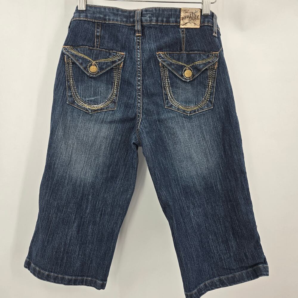 South Pole Women Vtg Y2K Baddie Low Rise Embroidered Stretch Capri Jean Shorts 7